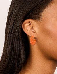 Gold Orange Acrylic & Wood Hoop Earrings 3-Pack - link has visual effect only