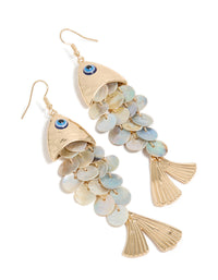 Gold Evil Eye  Fish Drop Earrings - link has visual effect only