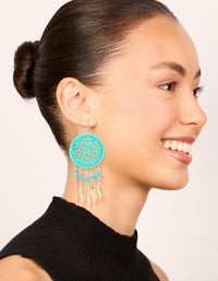 Light Blue Fabric Dreamcatcher Drop Earrings - link has visual effect only
