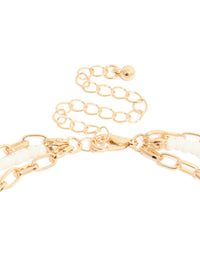 Gold Blue  Beaded Evil Eye Triple Layered Necklace - link has visual effect only