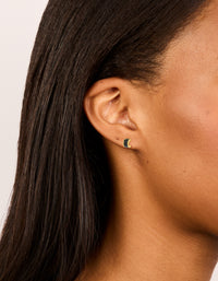 Gold Plated Sterling Silver Tiny Black Enamel Stud Earrings - link has visual effect only