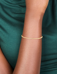 Gold Plated Sterling Silver Cubic Zirconia Tennis Bracelet - link has visual effect only
