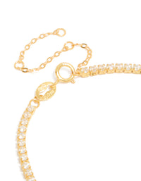 Gold Plated Sterling Silver Cubic Zirconia Tennis Bracelet - link has visual effect only