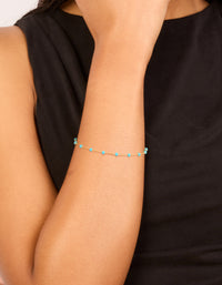 Gold Plated Sterling Silver Blue  Enamel Station Beaded Bracelet - link has visual effect only