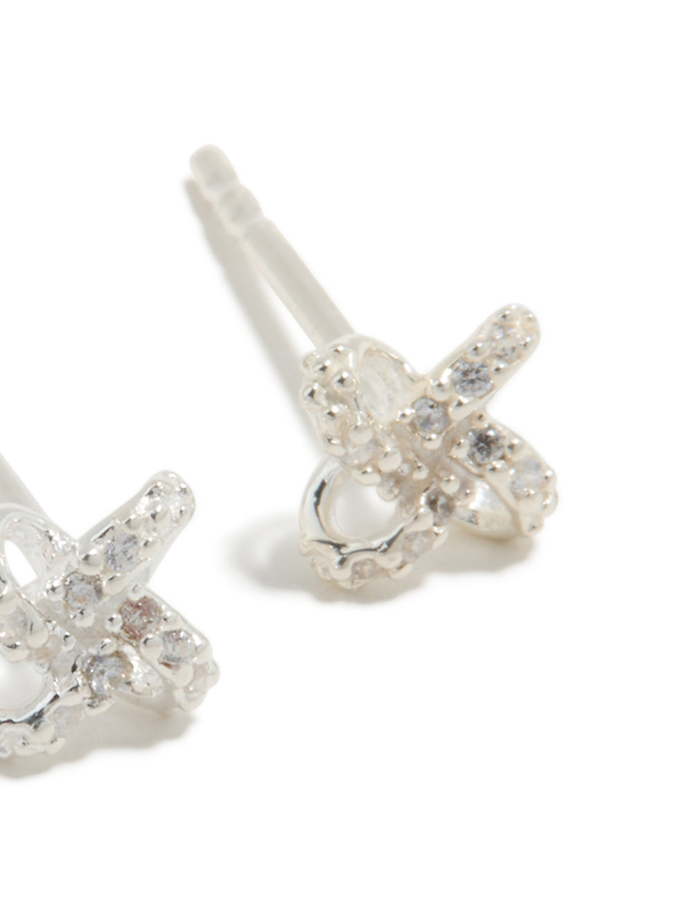 Sterling Silver Cubic Zirconia Knot Stud Earrings