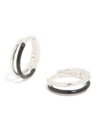 Sterling Silver Black Enamel Double Hoop Earrings - link has visual effect only