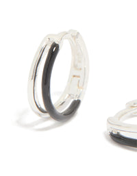 Sterling Silver Black Enamel Double Hoop Earrings - link has visual effect only