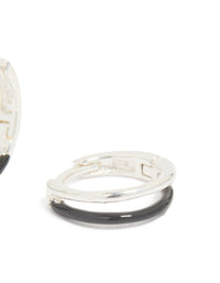 Sterling Silver Black Enamel Double Hoop Earrings - link has visual effect only