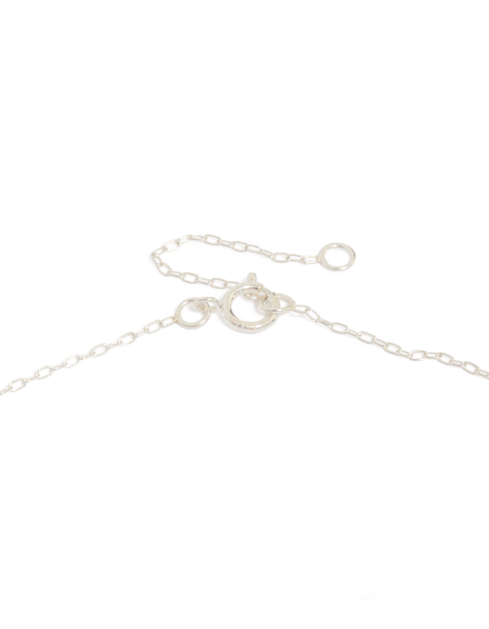 Elegant sterling silver interlocked hoops pendant necklace with adjustable clasp detail view