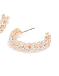 Rose Gold Plated Cubic Zirconia Medium Leaf Hoop Earrings - link has visual effect only