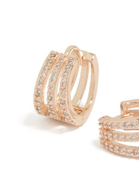 Rose Gold Plated Cubic Zirconia Layered Hoop Earrings - link has visual effect only