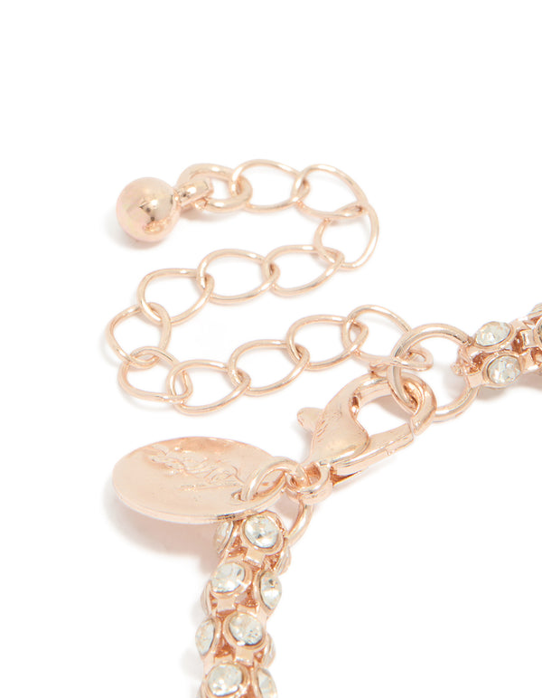 Rose Gold Plated Diamante Fireball Bracelet