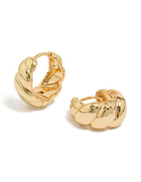 Gold Plated Brass Croissant Hoop Earrings - link has visual effect only