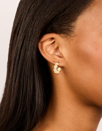 Gold Plated Cubic Zirconia Bezel Huggie Earrings - link has visual effect only