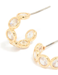 Gold Plated Cubic Zirconia Bezel Huggie Earrings - link has visual effect only