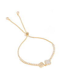 Gold Plated Cubic Zirconia Double Flower Toggle Bracelet - link has visual effect only