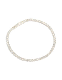 Silver Plated Cubic Zirconia Small Square Tennis Bracelet - link has visual effect only