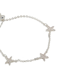 Silver Plated Cubic Zirconia Pave Starfish Charm Toggle  Bracelet - link has visual effect only