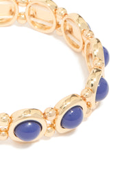 Gold Blue Organic Shape Stretch Bracelet - link has visual effect only