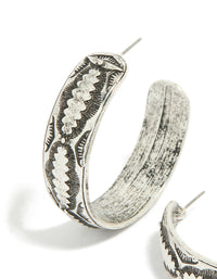 Antique Silver Textured Hoop Earrings - link has visual effect only