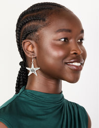 Antique Silver Swirl Starfish Hook Earrings - link has visual effect only
