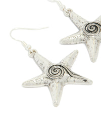 Antique Silver Swirl Starfish Hook Earrings - link has visual effect only