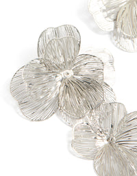 Silver Long Floral Drop Earrings - link has visual effect only