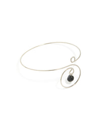 Silver Dainty Swirl Black Semi Precious Stone Arm Cuff - link has visual effect only