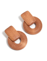 Wooden Textured Circle Drop Earrings - link has visual effect only