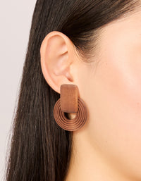 Wooden Textured Circle Drop Earrings - link has visual effect only