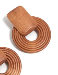 Wooden Textured Circle Drop Earrings - link has visual effect only