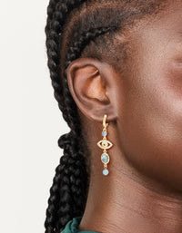 Gold Plated Blue Evil Eye Cubic Zirconia Drop Earrings - link has visual effect only