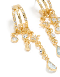 Gold & Blue Cubic Zirconia Illusion Cup Chain Earrings - link has visual effect only