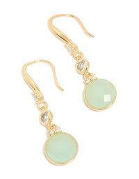 Gold Plated Plated  Blue Cubic Zirconia Circle Drop Earrings - link has visual effect only