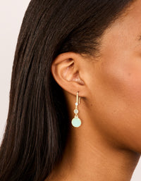 Gold Plated Plated  Blue Cubic Zirconia Circle Drop Earrings - link has visual effect only