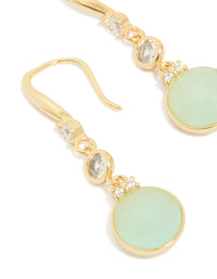 Gold Plated Plated  Blue Cubic Zirconia Circle Drop Earrings - link has visual effect only