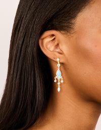 Gold Plated Blue Cubic Zirconia Drop Detail Earrings - link has visual effect only