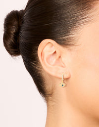 Gold Plated Cubic Zirconia Evil Eye Huggie Drop Earrings - link has visual effect only
