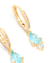 Gold Plated Plated Blue Cubic Zirconia Huggie Earrings - link has visual effect only