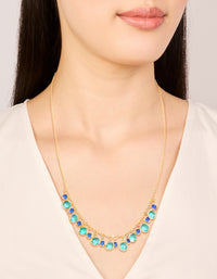 Gold Plated Light & Dark Blue Cubic Zirconia Circle Pendants Necklace - link has visual effect only