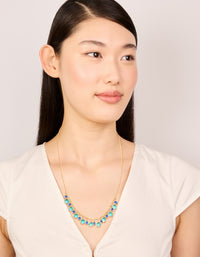 Gold Plated Light & Dark Blue Cubic Zirconia Circle Pendants Necklace - link has visual effect only