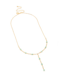 Gold Plated  Blue Cubic Zirconia Alternating Oval Y-Necklace - link has visual effect only