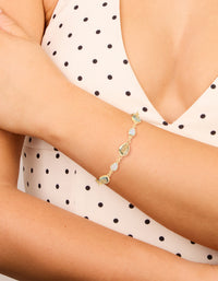Gold Plated Deep Blue Cubic Zirconias  Large Toggle Bracelet - link has visual effect only