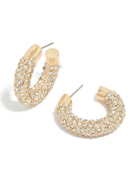 Gold Diamante Small Hoop Earrings - link has visual effect only