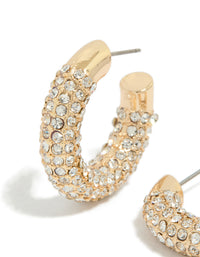Gold Diamante Small Hoop Earrings - link has visual effect only
