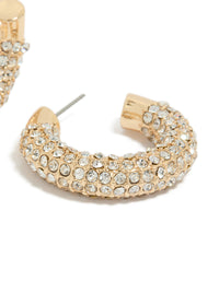 Gold Diamante Small Hoop Earrings - link has visual effect only