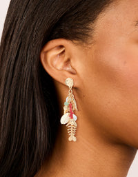 Gold Fish Charm Drop Earrings - link has visual effect only