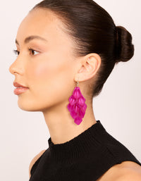 Fuchsia Pink Coated Metal Petal Drop Earrings - link has visual effect only