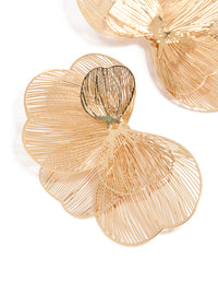 Gold Small Wire Petal Stud Earrings - link has visual effect only