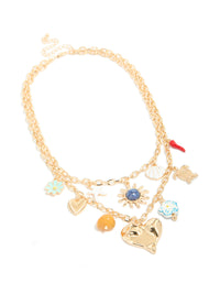 Gold Sun & Mixed Charms Necklace - link has visual effect only